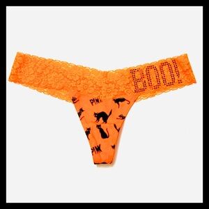 💕ⓅⒾⓃⓀ ⓋⓈ RARE/HTF Ltd Ed “BOO RHINESTONE” Halloween ELR Thong Panties NWT💕